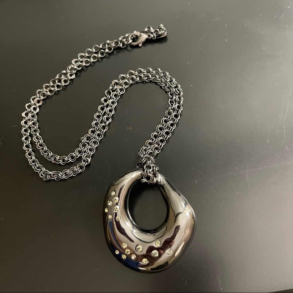 J.Crew Pendant and Chain.  Rhinestones in the pendant. - Picture 2 of 5